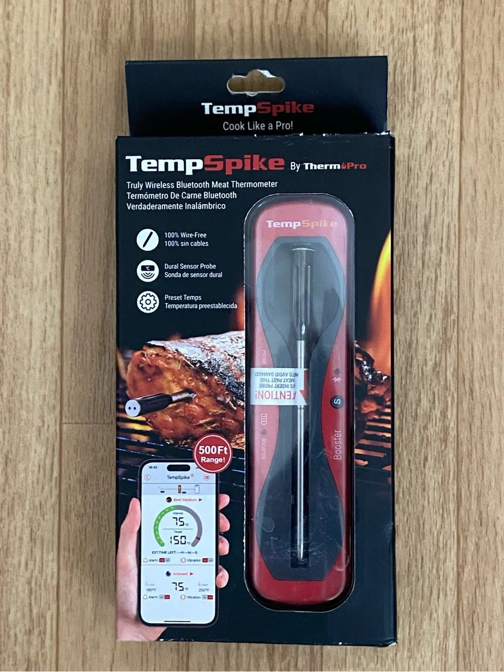 TEMPSPIKE Wireless Bluetooth Meat Thermometer - Red NIB